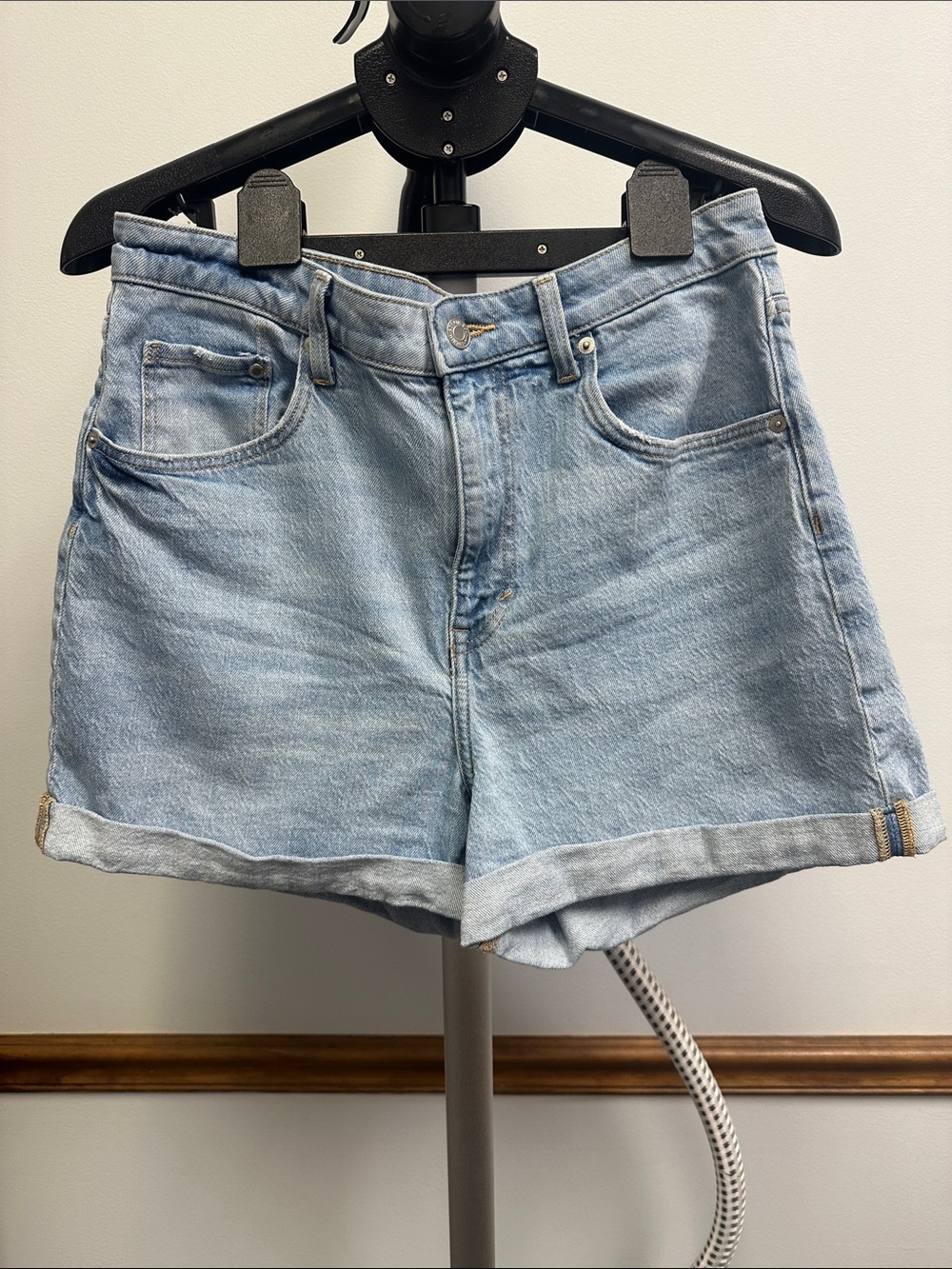 EB Denim Light Blue Rolled-Hem Jean Shorts
